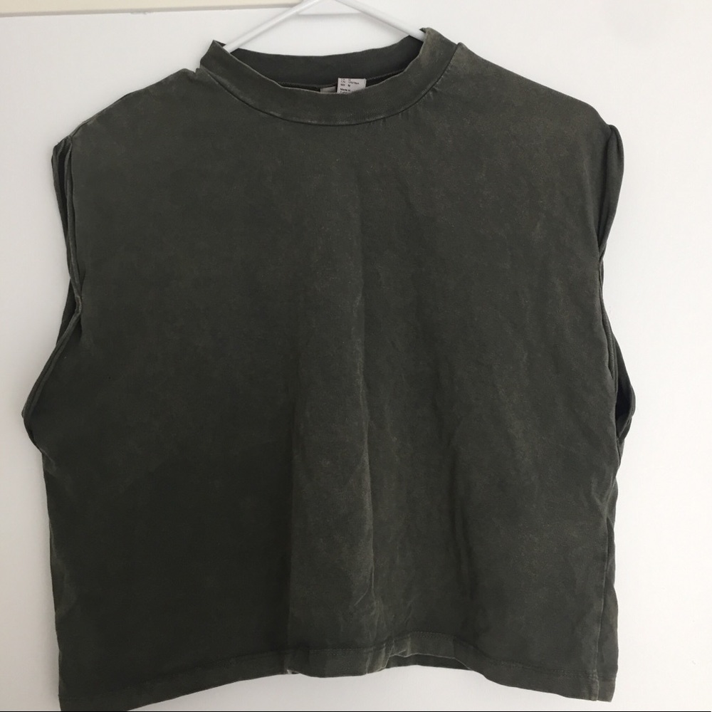 Olive Green Acid Wash Top